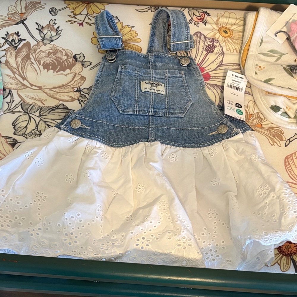 OshKosh B'gosh Blue and White Kids Overall Skirt